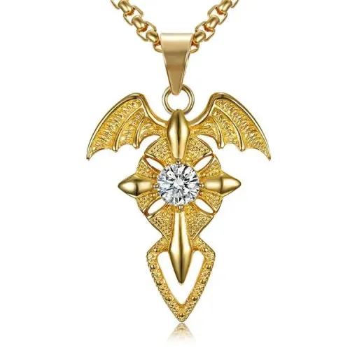 NTM699 Hip-Hop 3-Piece Jewelry Set Big Gemstone Square Titanium Steel Pendant