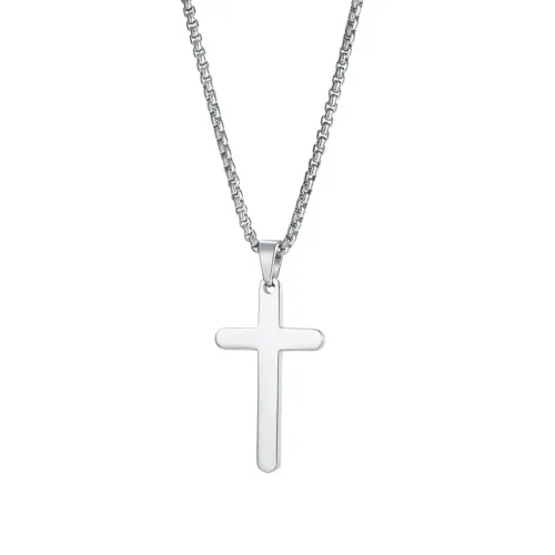 NTM15 Hip Hop Cross Pendant Necklace Unisex Titanium Steel Fashion Accessory