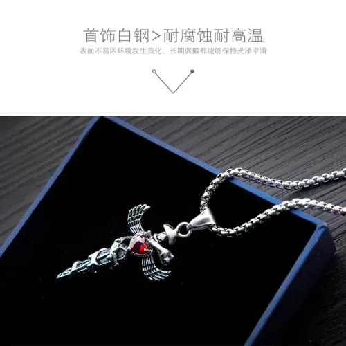 NTM186 Men's Long Cross Pendant Necklace Titanium Steel Fashion Gift Jewelry