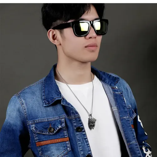 NTM222 Men's Crown Lion Head Pendant Hip-Hop Jewelry with Micro-Inlay Titanium Steel Necklace