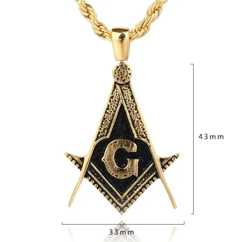 NTM716 Masonic AG Logo Pendant Necklace Religious Titanium Stainless Steel Jewelry