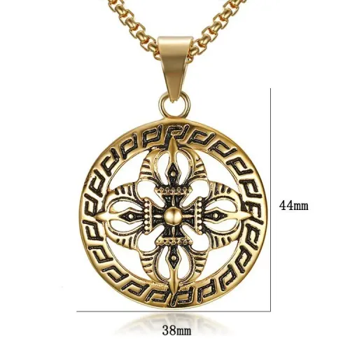 NTM726 Men's Titanium Steel Round Necklace Punk Stainless Steel Pendant