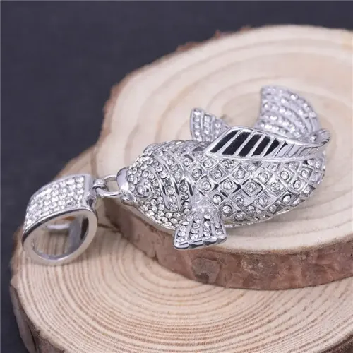 NTM733 Whale Tail Necklace for Women Double Layer Carp Pendant in Titanium Stainless Steel