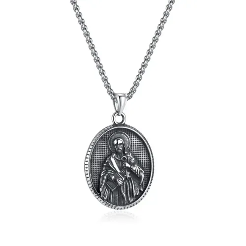 NTM105 Men's Ancient Greek Figure Pendant Titanium Hip Hop Stainless Steel Necklace
