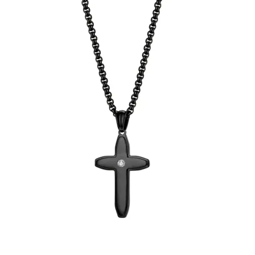 NTM26 Hip Hop Style Cross Necklace Durable Stainless Steel Unisex Pendant