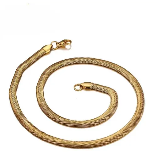 NTM502 Men's Titanium Steel Snake Chain Necklace Gold-Plated Clavicle Jewelry