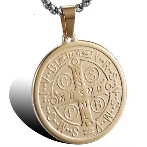 NTM883 Gold Cross Necklace Unisex Titanium Steel Tag Pendant