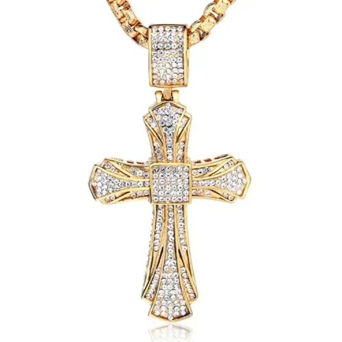 NTM678 Unisex Titanium Stainless Steel Cross Pendant Necklace Fashion for Men Women