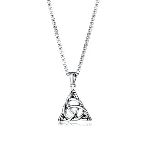 NTM53 Irish Celtic Knot Stainless Steel Pendant Timeless Unisex Necklace