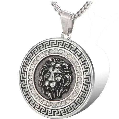 NTM857 Men's Lion Head Pendant Titanium Stainless Steel Necklace Jewelry