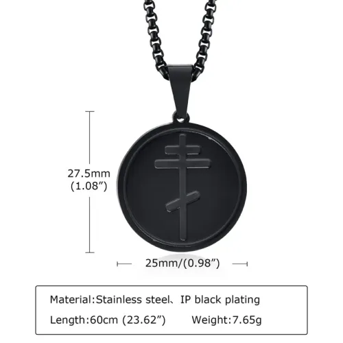 NTM294 Corroded Stainless Steel Round Pendant Steel Color Necklace for Men