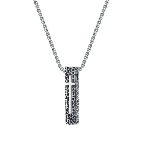 NTM68 Men's Titanium Steel Cross Pendant Trendy Hip Hop Sweater Chain Necklace