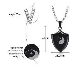 NTM271 42MM Engravable Stainless Steel Shield Pendant Triangle Armor Necklace