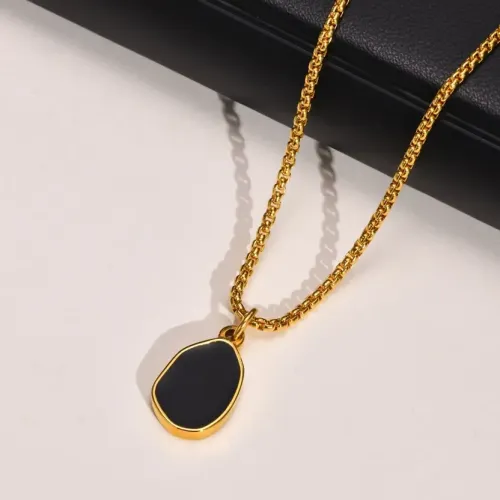 NTM374 Gold Stainless Steel Oval Pendant Chic Irregular Glue Necklace Unisex