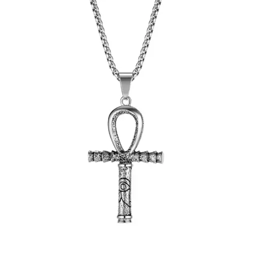 NTM45 Stainless Steel Cross Pendant Hip Hop Necklace for Men's Urban Fashion