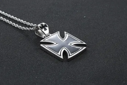 NTM311 Men's Stainless Steel Tag Pendant Rectangular Geometric Necklace Jewelry