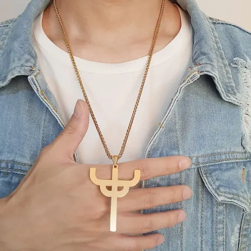 NTM324 Men's Judas Saint Music Pendant Bouncy Titanium Stainless Steel Necklace