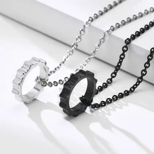 NTM287 Men's Stainless Steel Gear Pendant Full Light Sweater Chain Necklace