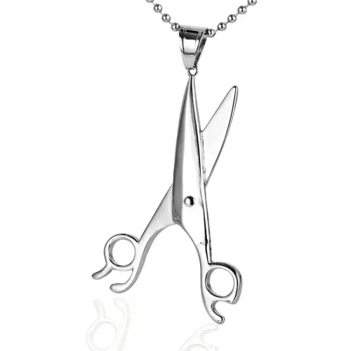 NTM2131 Scissors Pendant with Enamel Unisex Stainless Steel Hair Stylist Necklace
