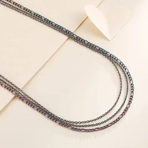 NTM2389 DIY Colorful Stainless Steel Necklace for Women Simple Chic Jewelry