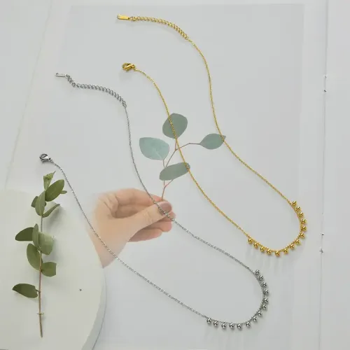NTM3677 Stainless Steel Beaded Necklace Friend Girlfriend Gift Collarbone Chain