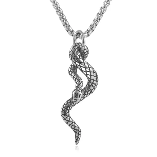 NTM1449 Multi Snake Pendant Punk Necklace Stainless Steel Serpent Charm