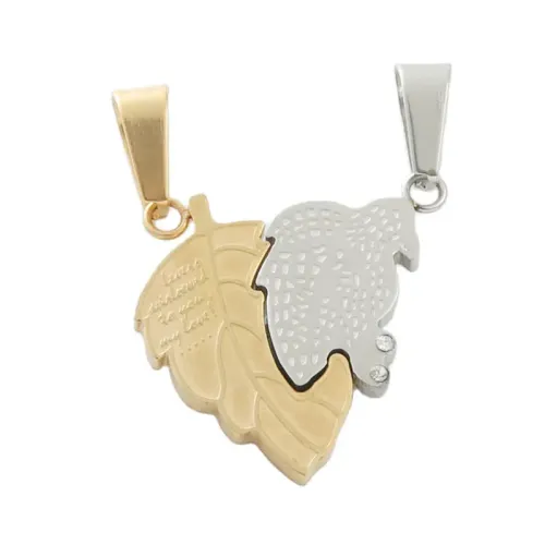 NTM1852 Maple Leaf Necklace Pendant Stainless Steel Nature Inspired Jewelry