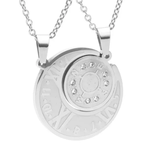 NTM2049 Moon Sun Pendant Stainless Steel Couples' Necklace