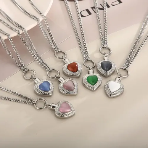 NTM2740 Totem Heart opal Stainless Steel OT Clasp Necklace Bracelet Set