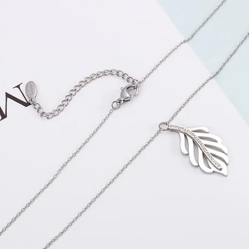 NTM2862 Stainless Steel Leaf Pendant Necklace Earrings Set Women's Clavicle Chain Jewelry Kit
