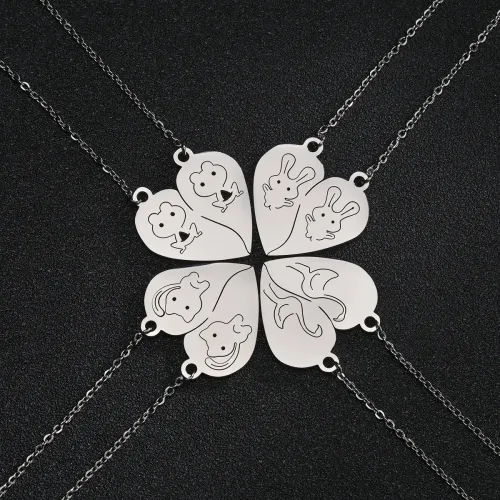 NTM1272 Couples' Love Heart Split Pendant Necklace Stainless Steel Matching Jewelry