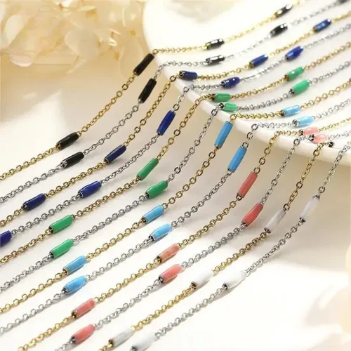 NTM2636 Korean Style Small S Link Gold Plated Stainless Steel Necklace Clavicle Chain