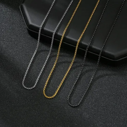 NTM1276 Square Pearl Pendant Necklace with 2MM Stainless Steel Chain Matching Bracelet Available