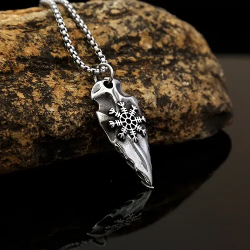 NTM1002 Viking Arrow Rune Pendant Men's Stainless Steel Necklace Jewelry