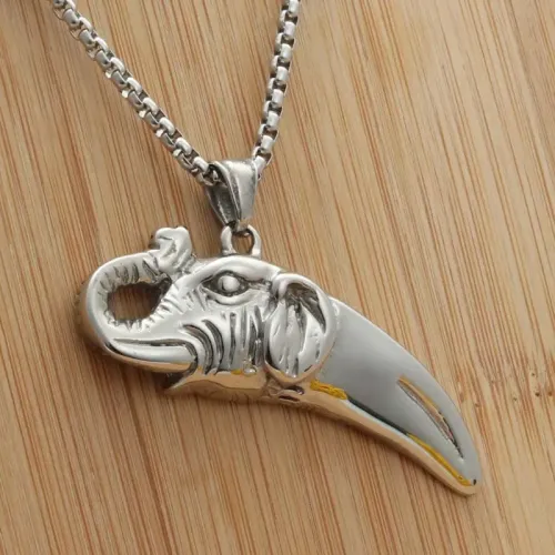 NTM1943 Mini Elephant Pendant Punk Stainless Steel Animal Necklace