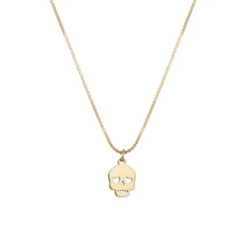 NTM3724 14K Gold Skull Pendant Necklace Cool Stainless Steel for Men
