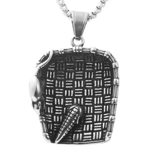 NTM1813 Rustic Winnowing Basket Pendant Stainless Steel Farmhouse Necklace for Women