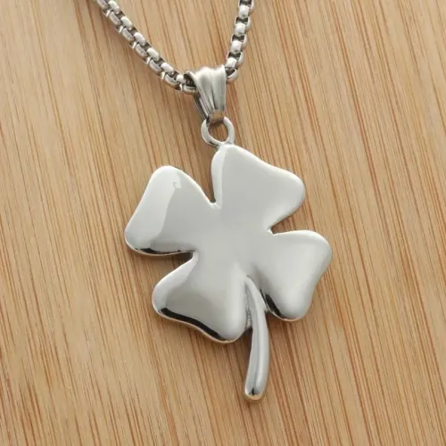 NTM1900 Lucky Clover Pendant Punk Stainless Steel Four Leaf Necklace