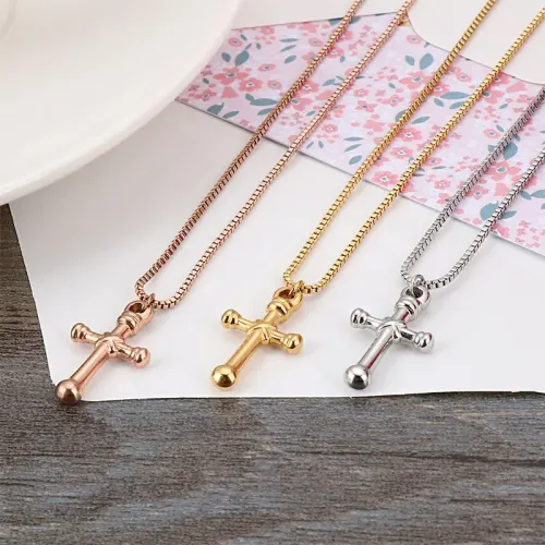 NTM2571 Stainless Steel Cross Pendant Necklace for Women Perfect Holiday Gift