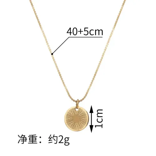 NTM3723 14K Gold Textured Medallion Pendant Necklace Stainless Steel Geometric Collar Chain