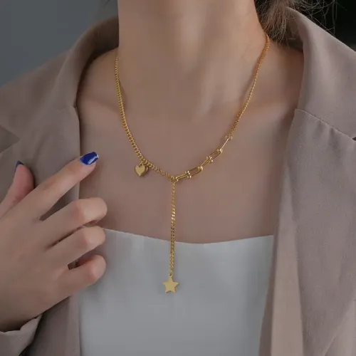 NTM3610 Pentagon Star Heart Horseshoe Clasp Pendant Necklace for Women Fashion Jewelry