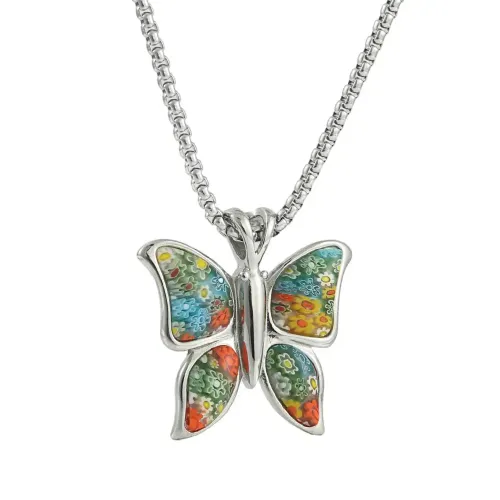NTM1499 Animal Liu Li Pendant Punk Necklace Stainless Steel Butterfly Charm