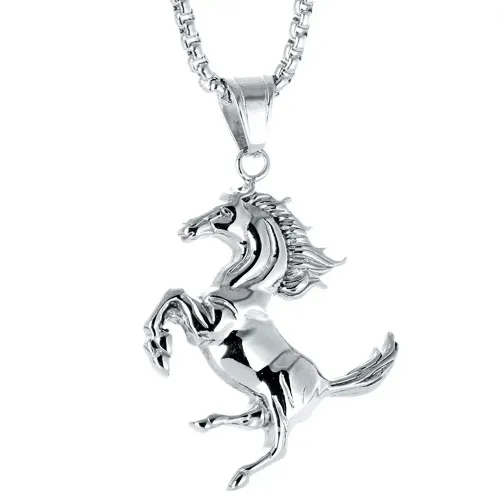 NTM2296 Sweat Blood Horse Pendant Unisex Stainless Steel Necklace