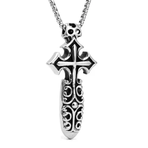 NTM2085 Cross Sword Pendant Punk Stainless Steel Men's Necklace