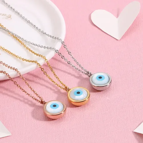 NTM2656 18K Gold Plated Stainless Steel Evil Eye Necklace for Women Luxury Jewelry