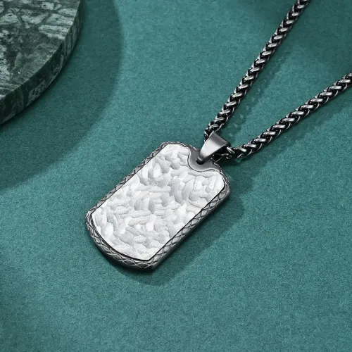 NTM1207 Custom Men's Bark Texture Dog Tag Pendant Stainless Steel Necklace