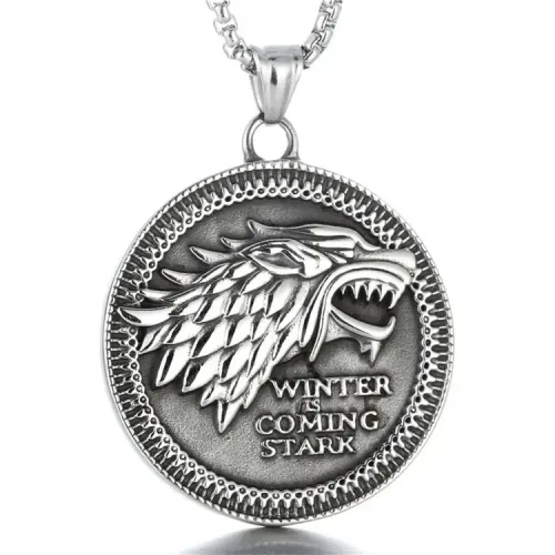 NTM2187 Arctic Wolf Pendant Punk Necklace Stainless Steel 'A Song of Ice and Fire' Charm