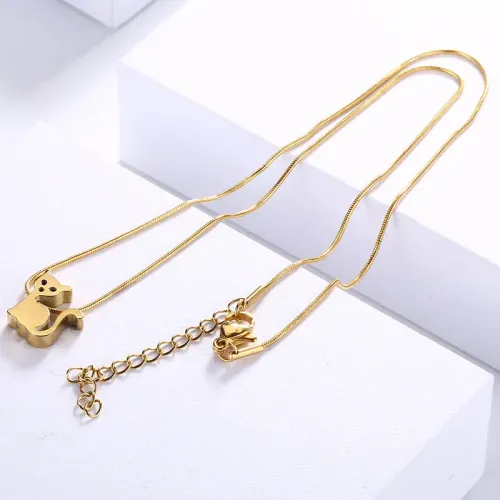 NTM2697 Custom Stainless Steel Cute Cat Necklace Earrings Set Pet Lover Jewelry