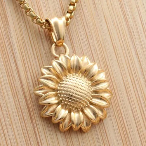 NTM1999 Chrysanthemum Pendant Punk Stainless Steel Floral Necklace