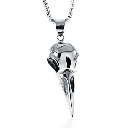 NTM2294 Bird Beak Skull Pendant Unisex Stainless Steel Long Necklace